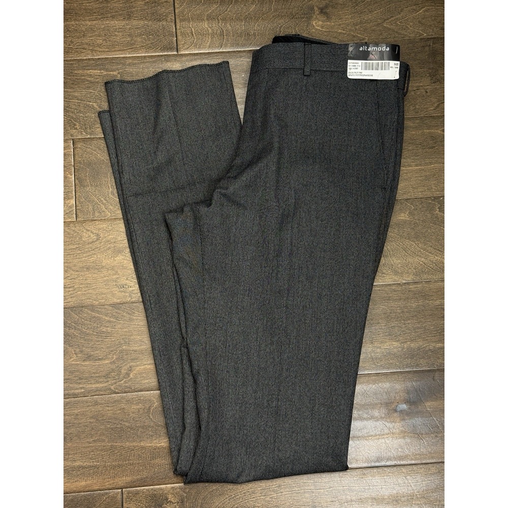 NEW Altamoda Men's‎ 34" Dress Pants Straight Fit 39" Unhemmed Inseam Grey/Black